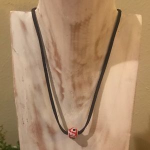 Black suede & vintage glass bead choker